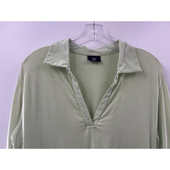 Bogner Women's Long Sleeve Polo Shirt Top Light Green Cotton Blend Size 10 - Picture 2 of 8
